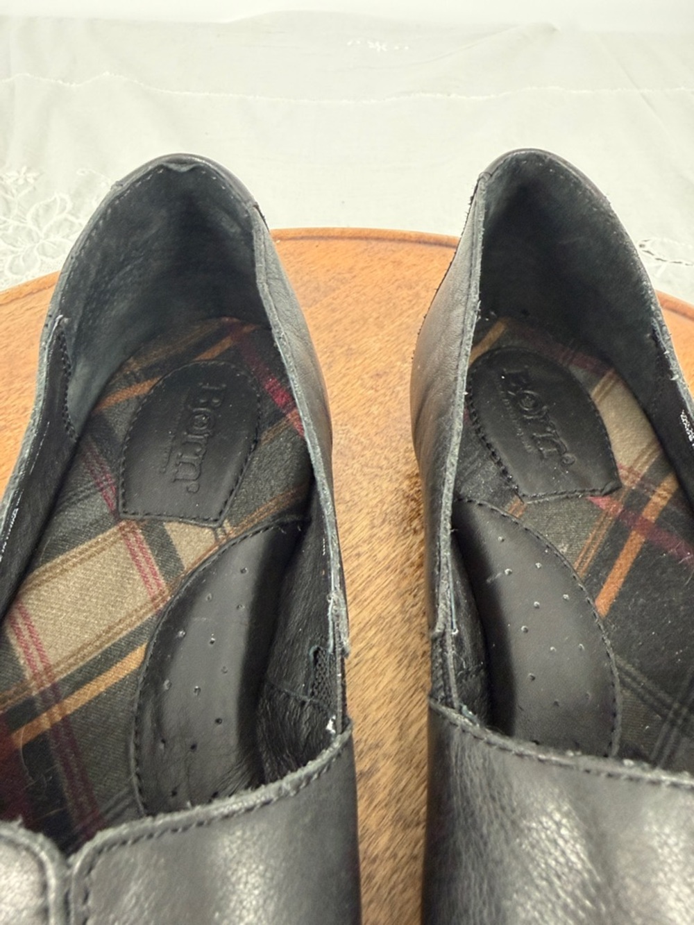 Born Shoes Wm 9M Sebra Black Leather Slip On Loafer Flat Comfort Flexible - Picture 4 of 12
